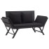 Fekete polyrattan kerti pad párnákkal 176 cm