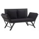 Fekete polyrattan kerti pad párnákkal 176 cm Fekete polyrattan kerti pad párnákkal 176 cm