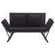 Fekete polyrattan kerti pad párnákkal 176 cm Fekete polyrattan kerti pad párnákkal 176 cm