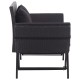 Fekete polyrattan kerti pad párnákkal 176 cm Fekete polyrattan kerti pad párnákkal 176 cm
