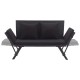 Fekete polyrattan kerti pad párnákkal 176 cm Fekete polyrattan kerti pad párnákkal 176 cm