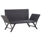 Fekete polyrattan kerti pad párnákkal 176 cm Fekete polyrattan kerti pad párnákkal 176 cm