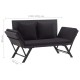 Fekete polyrattan kerti pad párnákkal 176 cm Fekete polyrattan kerti pad párnákkal 176 cm