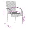 2 db szürke rakásolható polyrattan kültéri szék