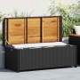 Fekete polyrattan kerti tárolópad 120 cm