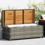 Szürke polyrattan kerti tárolópad 120 cm