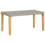Szürke polyrattan és tömör akácfa kerti pad 120 cm