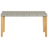 Szürke polyrattan és tömör akácfa kerti pad 120 cm