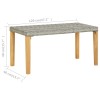 Szürke polyrattan és tömör akácfa kerti pad 120 cm