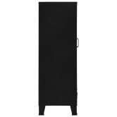 Ipari fekete irodai szekrény hálós ajtókkal 75 x 40 x 120 cm
