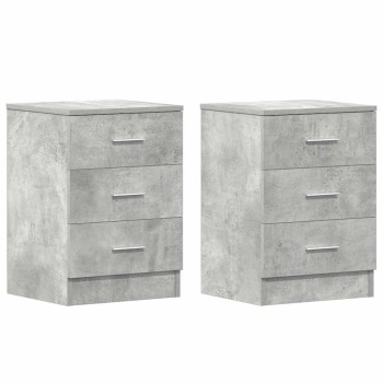2 db betonszürke szerelt fa éjjeliszekrény 38 x 35 x 56 cm