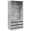 Betonszürke szerelt fa ruhásszekrény 100 x 50 x 200 cm