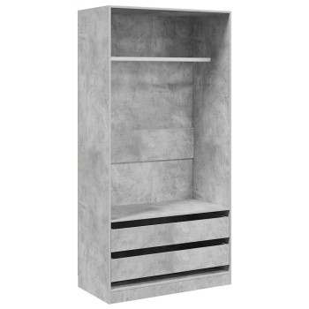 Betonszürke szerelt fa ruhásszekrény 100 x 50 x 200 cm