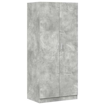 Betonszürke szerelt fa ruhásszekrény 80 x 52 x 180 cm