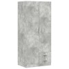 Betonszürke szerelt fa ruhásszekrény 80 x 52 x 180 cm