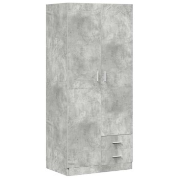 Betonszürke szerelt fa ruhásszekrény 80 x 52 x 180 cm