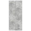 Betonszürke szerelt fa ruhásszekrény 80 x 52 x 180 cm