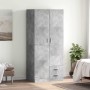 Betonszürke szerelt fa ruhásszekrény 80 x 52 x 180 cm