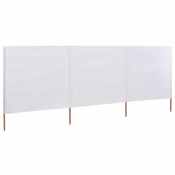 3 paneles homokfehér szövet szélfogó 400 x 80 cm