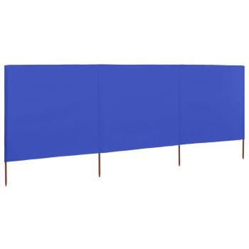 3 paneles azúrkék szövet szélfogó 400 x 80 cm