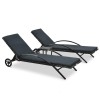 Napozóágyak asztallal polyrattan antracit