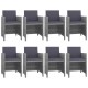 9 részes antracitszürke polyrattan étkezőszett párnákkal