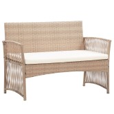4 részes bézs kerti polyrattan bútorszett párnákkal