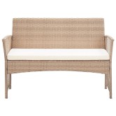 4 részes bézs kerti polyrattan bútorszett párnákkal