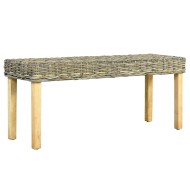 Természetes kubu rattan és tömör mangófa pad 110 cm