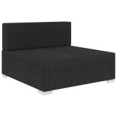 Fekete moduláris polyrattan középső kanapé párnákkal