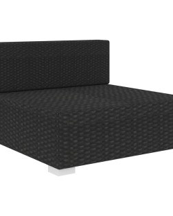 Fekete moduláris polyrattan középső kanapé párnákkal