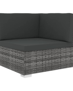 Szürke moduláris polyrattan sarokfotel párnákkal