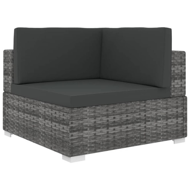 Szürke moduláris polyrattan sarokfotel párnákkal