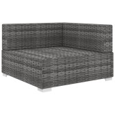 Szürke moduláris polyrattan sarokfotel párnákkal