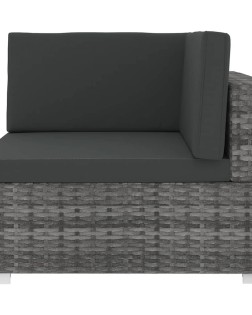 Szürke moduláris polyrattan sarokfotel párnákkal