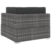Szürke moduláris polyrattan sarokfotel párnákkal