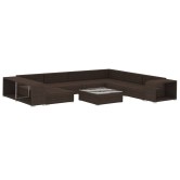 10 részes barna polyrattan kerti bútorgarnitúra párnákkal