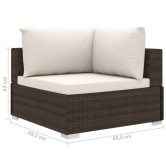 10 részes barna polyrattan kerti bútorgarnitúra párnákkal