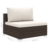 10 részes barna polyrattan kerti bútorgarnitúra párnákkal