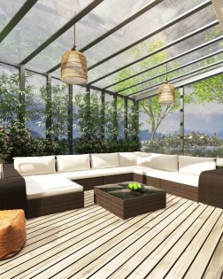 10 részes barna polyrattan kerti bútorgarnitúra párnákkal