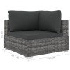 10 részes szürke polyrattan kerti ülőgarnitúra párnákkal