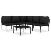 6 részes fekete pvc kerti ülőgarnitúra párnákkal