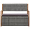 Szürke polyrattan és tömör akácfa tárolópad 115 cm