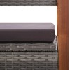 Szürke polyrattan és tömör akácfa tárolópad 115 cm