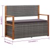 Szürke polyrattan és tömör akácfa tárolópad 115 cm