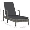 Szürke polyrattan karfás napozóágy