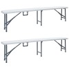 2 db fehér összecsukható hdpe kerti pad 180 cm