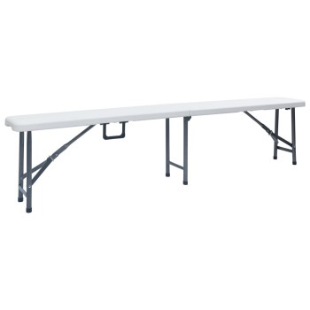 2 db fehér összecsukható hdpe kerti pad 180 cm