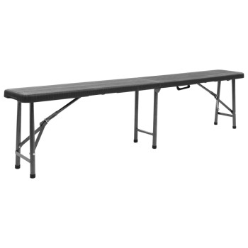 2 db fekete összecsukható hdpe kerti pad 180 cm