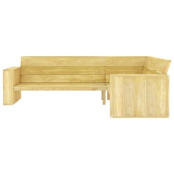 Impregnált fenyőfa kerti sarokpad 239 cm